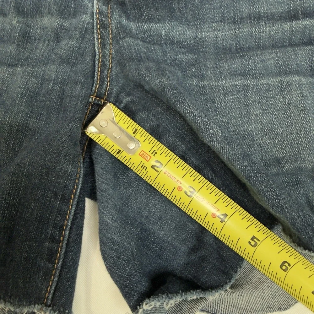 American Eagle Women 10 Stretch Midi Shorts Denim Raw Hem‎ Stretch Dark Wash Low